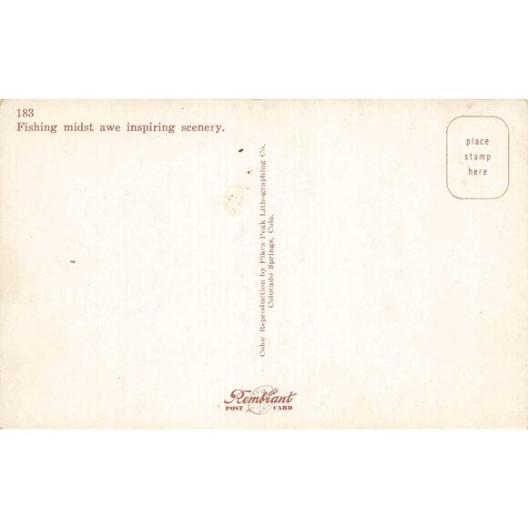 Postcard Fishing Midst Awe-inspiring Scenery Vintage Chrome Unposted 1939-1970s - Picture 2 of 2